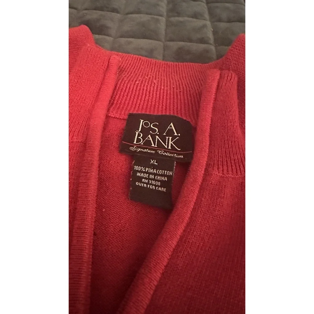 Jos. A. Bank Mens Quarter Zip Pullover Extra Large (XL) Red Classic